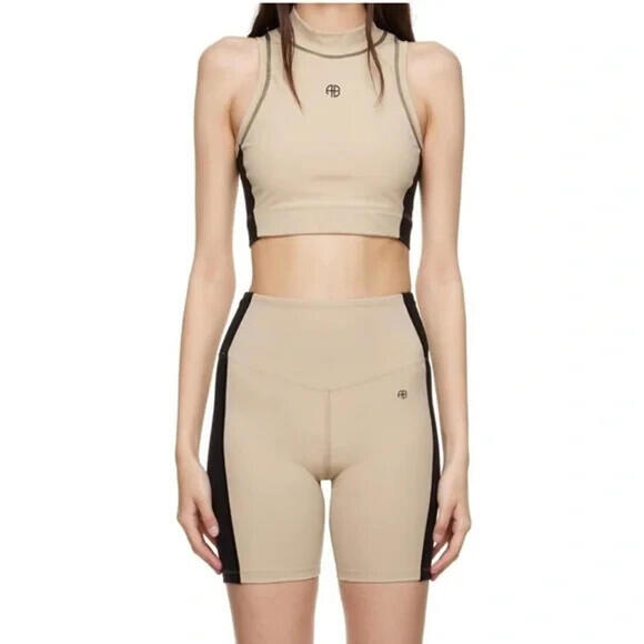 Anine Bing Tan/Black Blake Biker/Sport Shorts-Proof of Purchase Inc Sz XL - Picture 1 of 9
